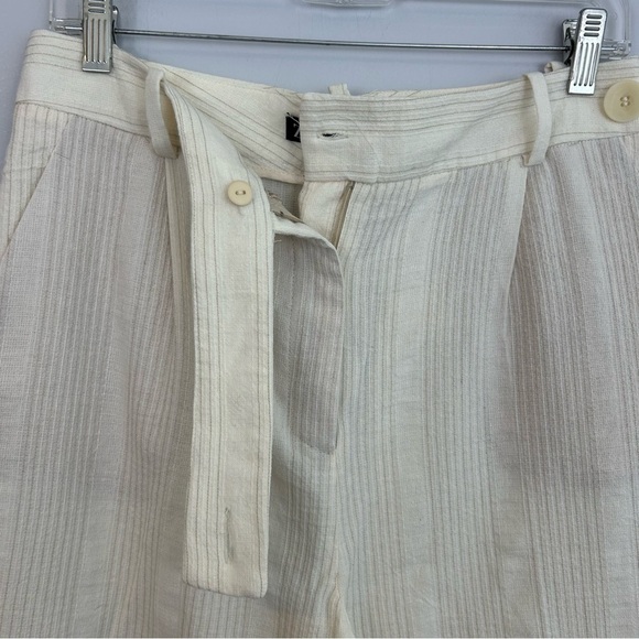 NWT Zara Cream Lightweight Straight Leg Striped Casual Trouser Pants Medium - Picture 8 of 8